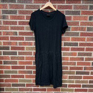 32 Degrees Cool Black Short Sleeve Drawstring Mini Tee Shirt Dress